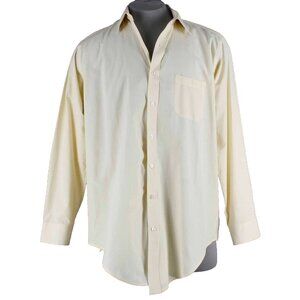 Adolfo Sz 17.5 Tall 36/37 Yellow Collared Button Down Cotton Polyester Shirt